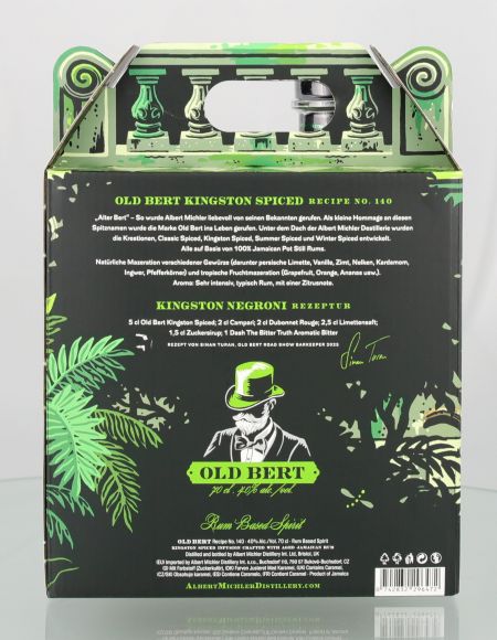 Old Bert Kingston Spiced Set mit Rum Glas 40% vol. 0,7L (Rumbasis)